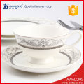 Chinese fine bone china nice elegant embossed decal ceramic bowl with plates